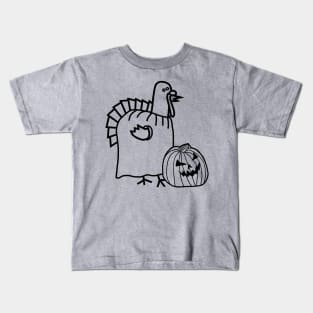 Thanksgiving Turkey Halloween Pumpkin Costume Line Drawing Kids T-Shirt